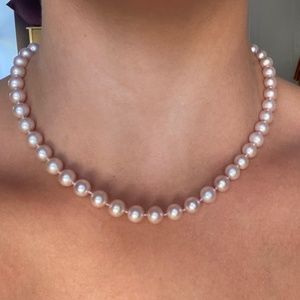 Soft Pink Pearl necklace 16 inch